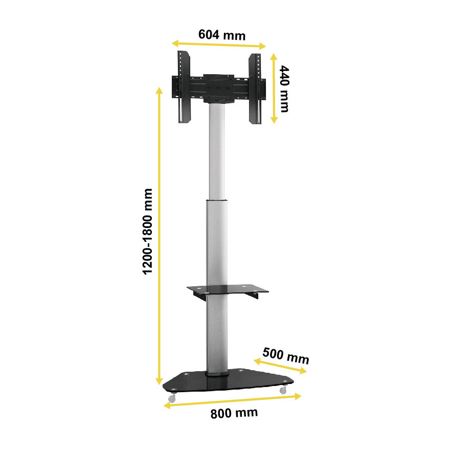 Premium aluminium Mobile TV Mount adjustable height 12001800MM vesa